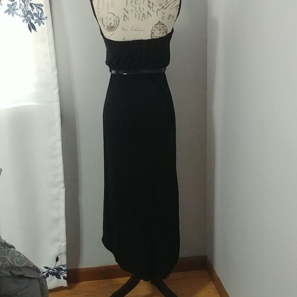 American Dream Black Strapless Hi/Low Maxi w/ belt - Picture 5 of 12